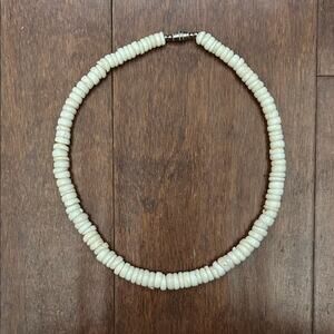 Vintage Hawaiian Puka Shell Necklace with Nickel Toned Barrel Clasp